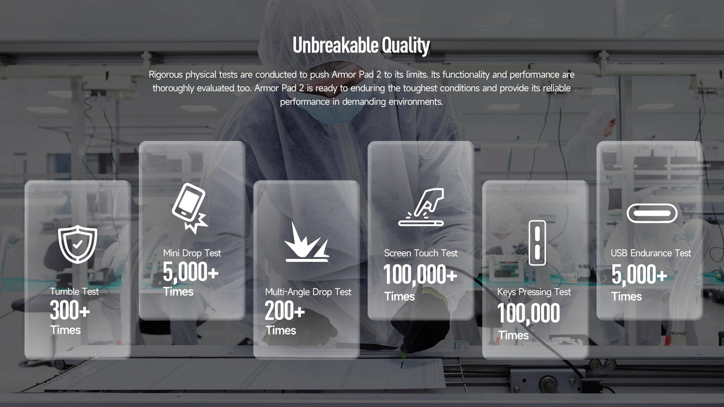 Ulefone Armor Pad 2 Rugged Tablet, 11" 2K, 18600 mAh ,IP68/IP69K Android 13 NFC GPS 4G Tablet Up to16GB +256GB LED Camping light