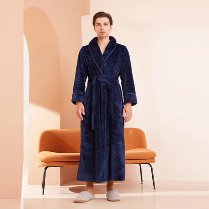 Thicken Flannel Women Long Robe Home Dress Autumn Winter Warm Couple Sleepwear Bathrobe Plush Coral Fleece Lounge Wear Negligee