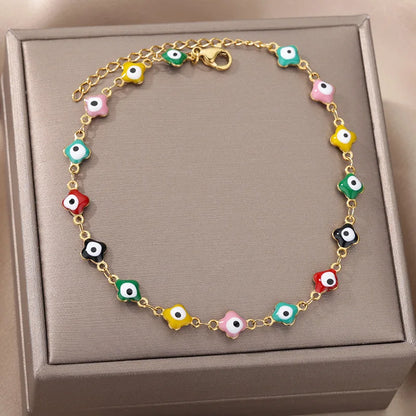 Evil Eye Anklets for Women Stainless Steel Boho Anklet Summer Charm Ankle Bracelet Lucky Amulet Jewelry Beach Accessoires Femme