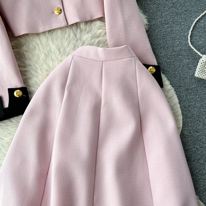Women Two-Piece Sets Sexy Long Sleeve Single Breasted Top and High Waist Slim Skirt Korean Fashion Casual Autumn Winter Clothing