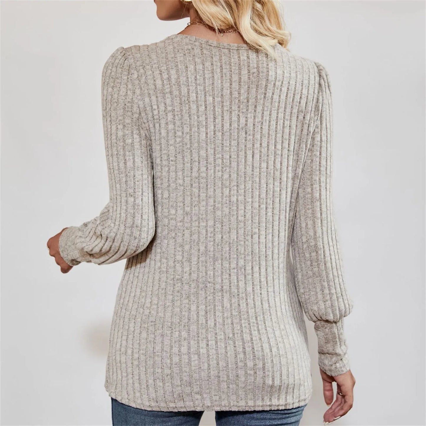 Autumn Elegant Trendy Long Sleeve Comfortable Ladies Top Casual Women's Pullover Simple Design Daily Solid Color Dress up