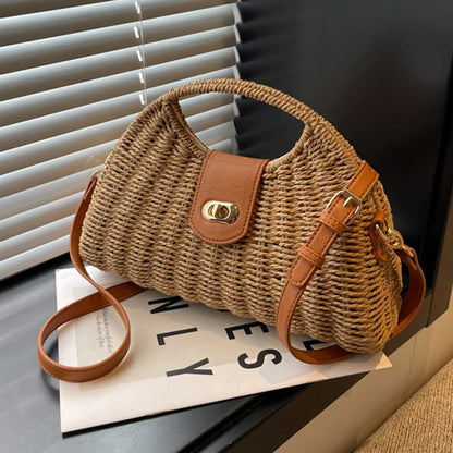 Women Crossbody Bags Handmade Summer Woven Shell Hand-Woven Bag Fashion Holiday Casual Simple Elegant Lady Beach Purse