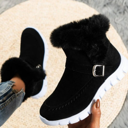 Winter Women Fur Warm Chelsea Snow Boots Casual Shoes New Short Plush Suede Ankle Boots Flats Gladiator Sport Ladies Botas Mujer