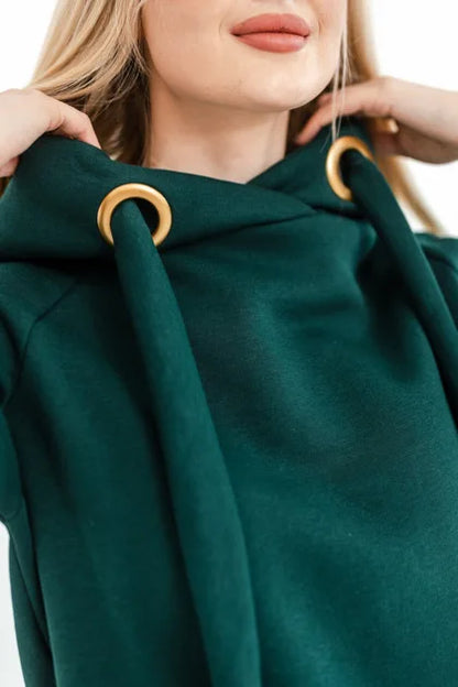 Plus Size Women Fashion Loose Autumn Winter Large Knitted Hooded Long Dress Velvet Hoodie Casual Dress Splicing Warm Dress