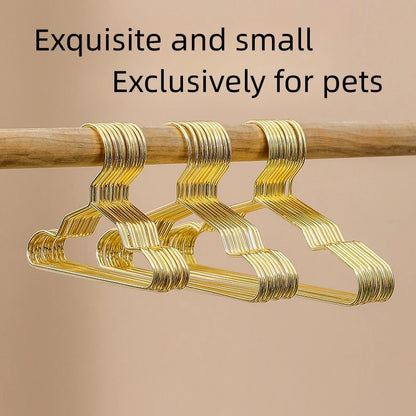 Pet Apparel Hangers Gold Color Mini Hanger Small Metal Clothes Hanger for Teddy Dog Cat Puppet Doll Pet Store Clothes Support