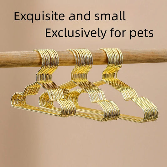Pet Apparel Hangers Gold Color Mini Hanger Small Metal Clothes Hanger for Teddy Dog Cat Puppet Doll Pet Store Clothes Support