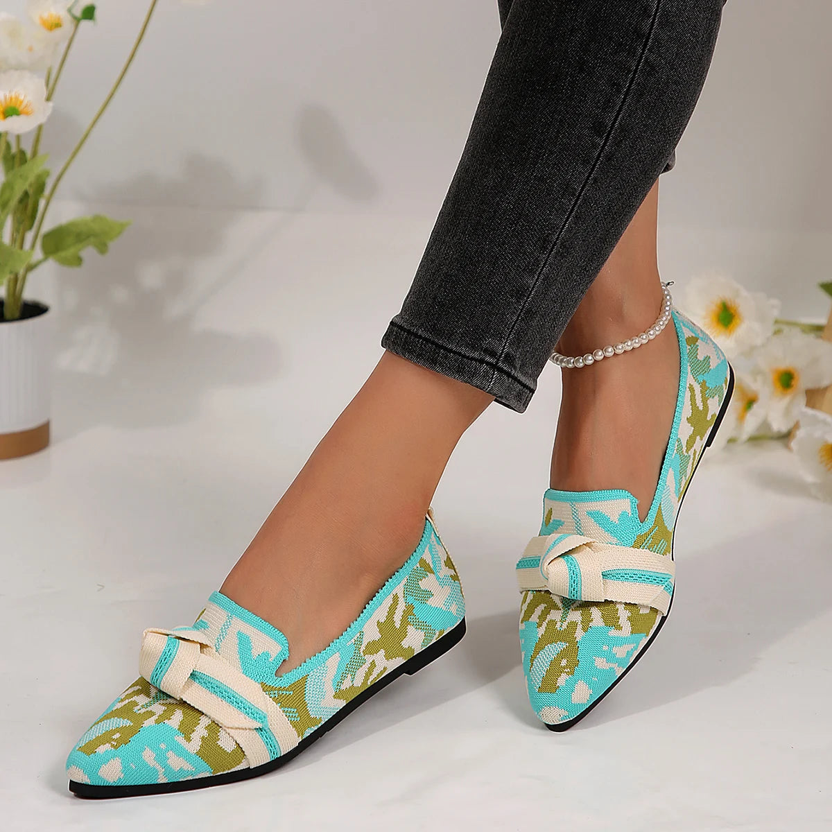 Women's Shoes Loafers Ballet Flats Pointed Toe Barefoot Slip-on Casual Low Heel Luxury Brand Woman Shoe New in Butterfly