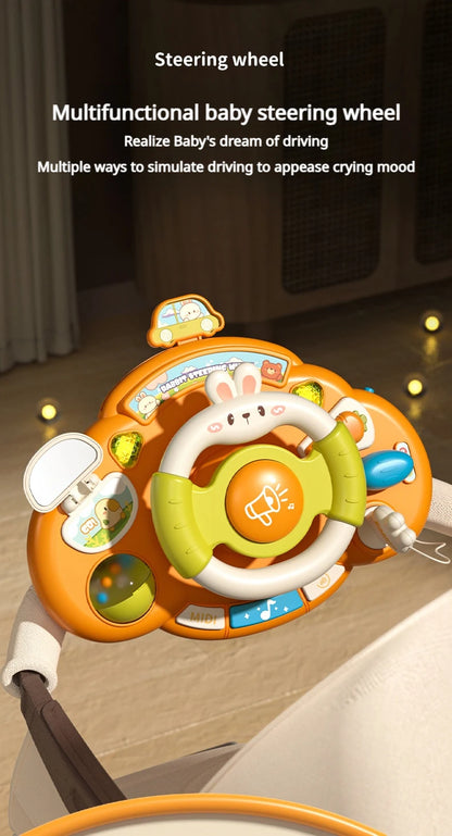 Baby Toy Electric Children's Steering Wheel Simulated Driving Car Steering Wheel LED Vocal Educate Toys Halloween Christmas Gift