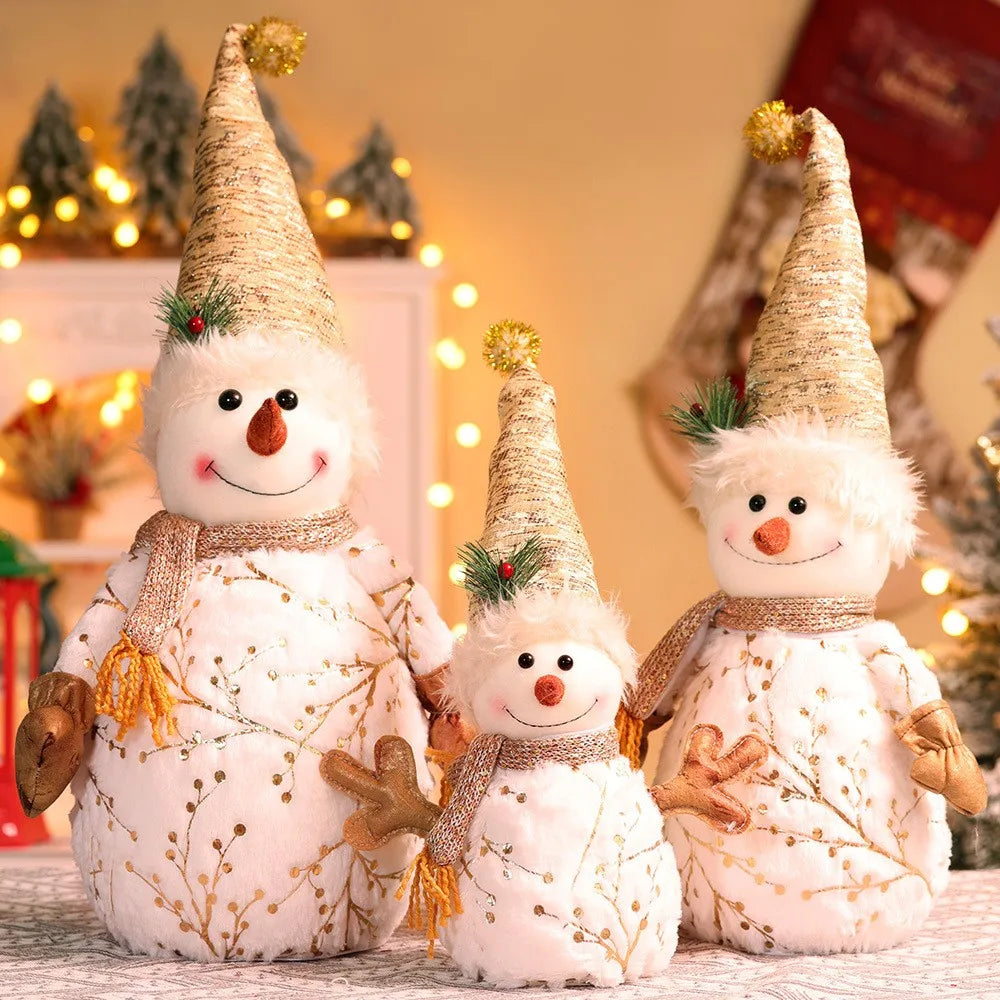Christmas Snowman  Indoor Decorations, Xmas Animated Plush-Knit Collectible Plush Doll, , Home Holiday Ornaments Snowman Doll Ch