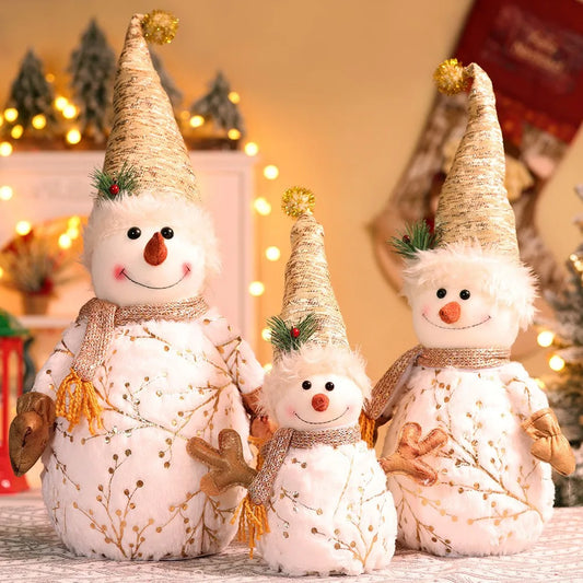 Christmas Snowman  Indoor Decorations, Xmas Animated Plush-Knit Collectible Plush Doll, , Home Holiday Ornaments Snowman Doll Ch