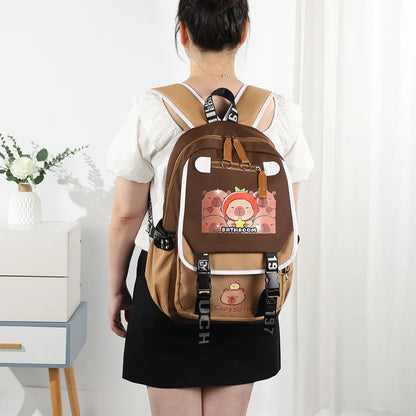 Capybara Book Bag with 1 Main Compartment for Girls Boys Laptop Backpack Zipper School Bag Rucksack Gifts for Capybara Lovers