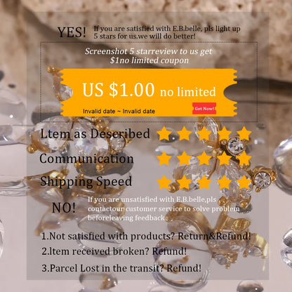 E.B.belle Zircon 18K Plated Stainless Steel Women's Rings Trendy Luxury Shiny Hypoallergenic Rings Sets Jewelry Decoration Gift