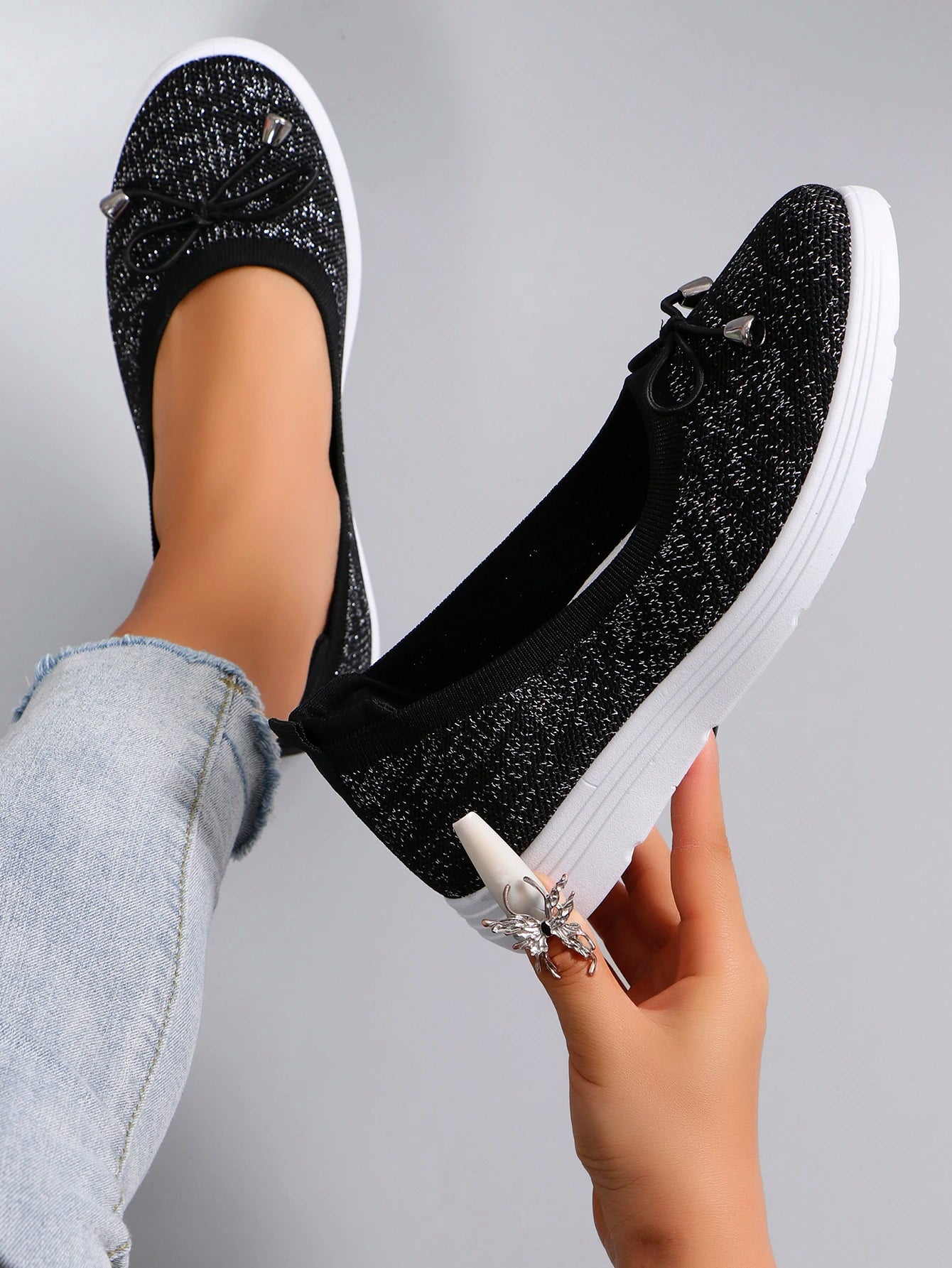 Spring new women's sports shoes, fashionable, breathable, lightweight, non-slip, wear-resistant, casual sports shoes, flat shoes