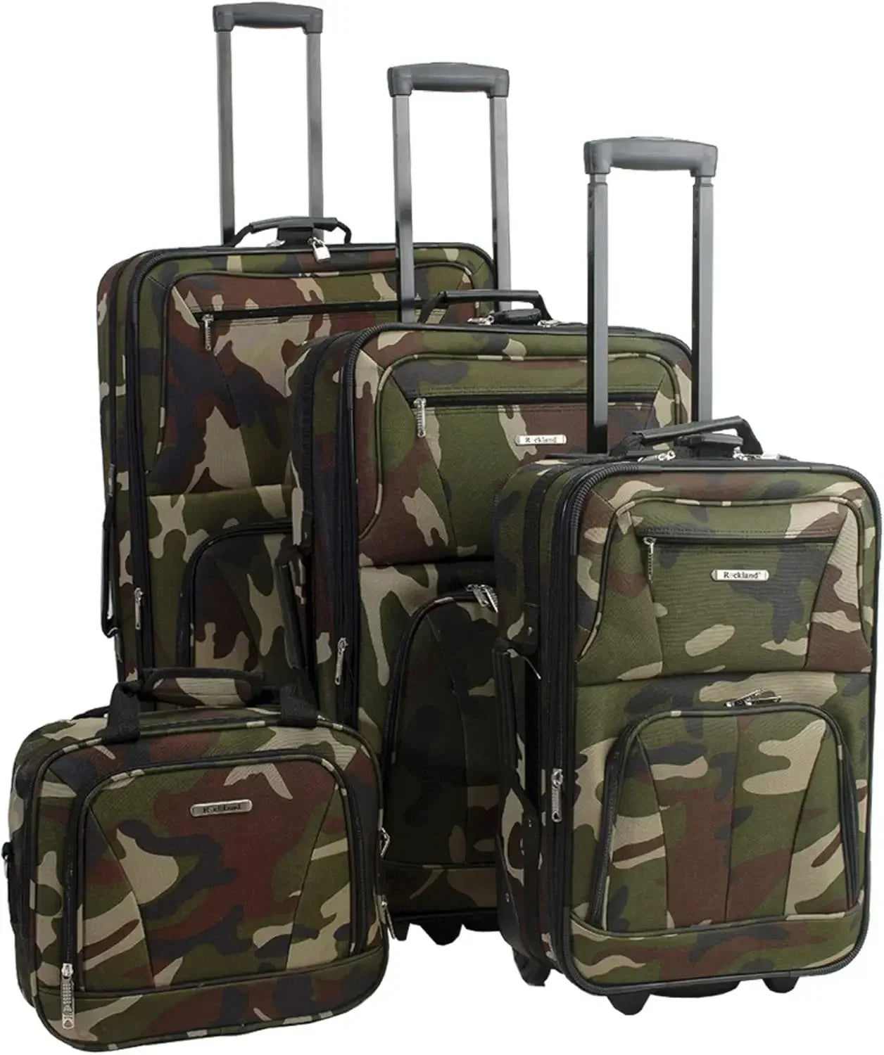 Softside Upright Luggage Set,Internal Retractable Handles Expandable, Charcoal, 4-Piece (14/19/24/28)，Expandable Luggage