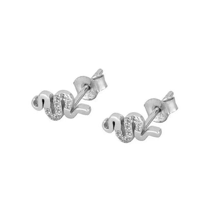 925 Sterling Silver Needle Pave Crystal Snake Type Stud Earrings for Women Simple Cute Animal Earrings Fashion Delicate Jewelry
