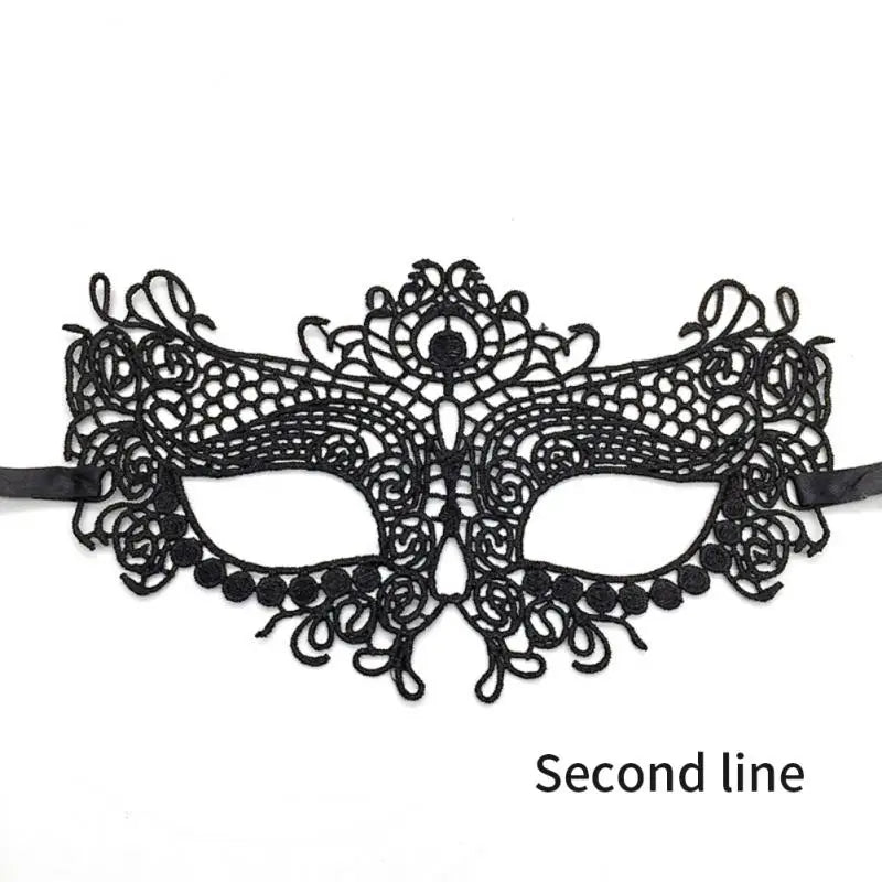 EtherealBe women's black lace masquerade mask with intricate designs for elegant costume events