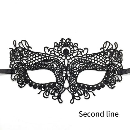 EtherealBe women's black lace masquerade mask with intricate designs for elegant costume events