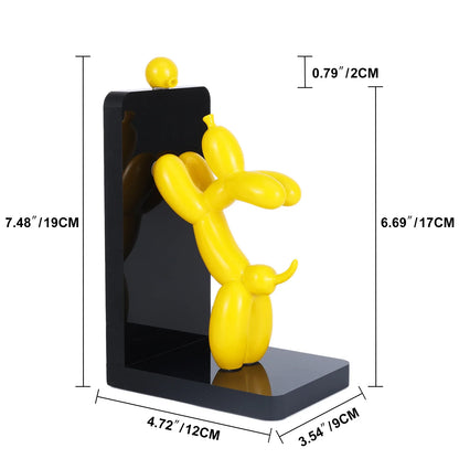 Resin Balloon Dog Book Ends Home Decor Modern Dog Stature Bookends Shelves Hold Books Heavy Duty Book Holder Stopper for Shelf