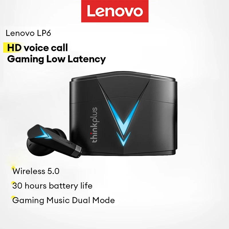 Choice Lenovo LP6 TWS Wireless Bluetooth Earphone  Low latency Dual Mode Music&Gaming Headphone Long Battery Life Earbuds