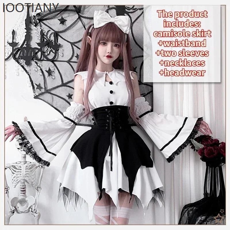 Halloween Maid Costume Cosplay Cute Sexy Costume Black And White Uniform Apron Dress Cute Bow Carnival Stage Performance Costume