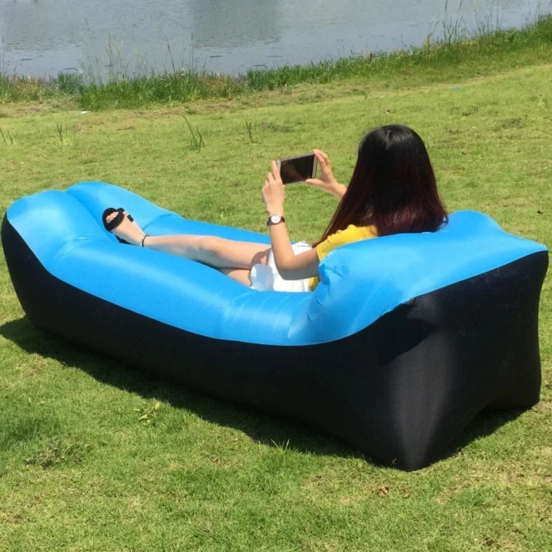 Portable Camping Lazy Inflatable Sofa Air Cushion PVC Lounger Seat Bean Bag Lounge Air Mattress Domestic Outdoor Ultralight Mat