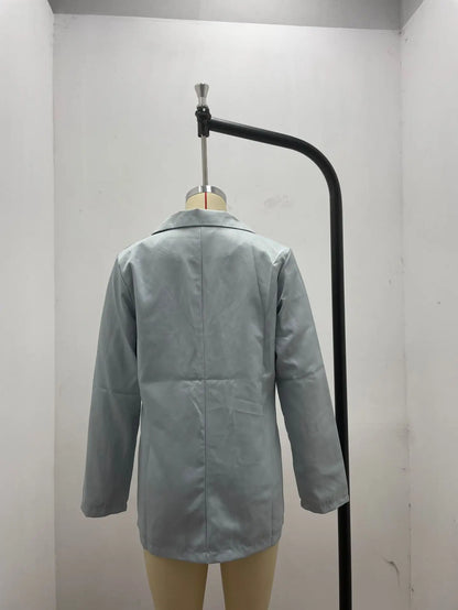 Autumn New Temperament Coat Women's Long Sleeve Solid Color Suit Collar Single Breasted Suit