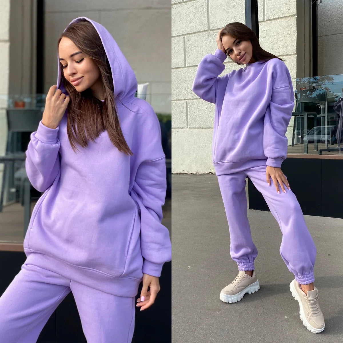 autumn tracksuit outfit set Women Two Piece Set hoodies Hooked Leisure Wide Leg Long Pants Sets Slim Fit Office Ladies Autumn