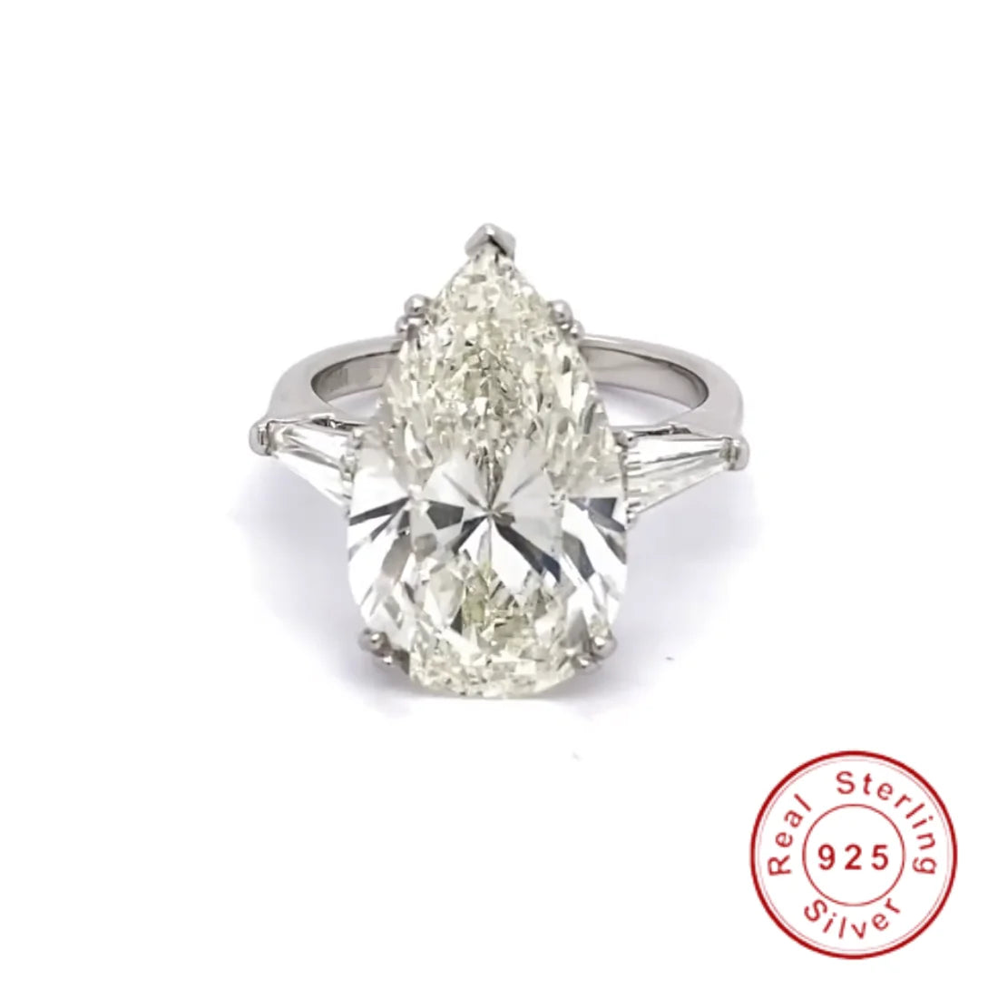 Original 100% 925 Sterling Silver Wedding Engagement Cocktail Women Luxury Drop Cuts Simulated Diamond Rings Fine Jewelry Gift