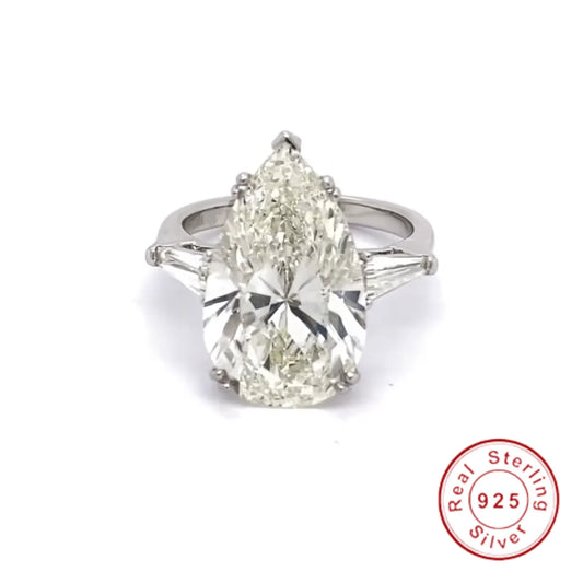 Original 100% 925 Sterling Silver Wedding Engagement Cocktail Women Luxury Drop Cuts Simulated Diamond Rings Fine Jewelry Gift