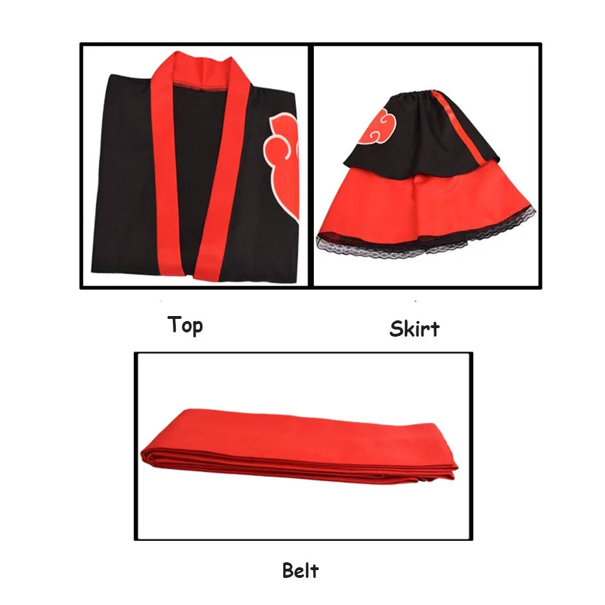 Lolita Anime Dress for Women Cosplay Costume Akatsuki Kimono, Maid Dress Uchiha Sasuke Clothes Suit Styles