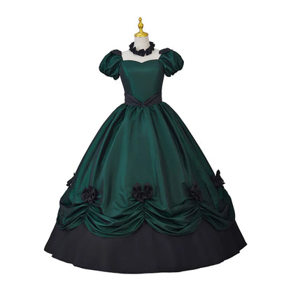 1860s Victorian Civil War Red Green Dress Renaissance Gown Victorian Gothic Retro Ball Gown Plus Size Christmas Halloween Outfit