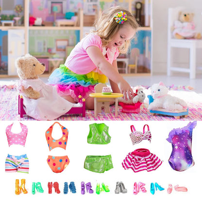 32pcs Toy Doll Decorative Polyester Fairy Clothes Mini Doll Sets Random Style for Changing Doll Clothes