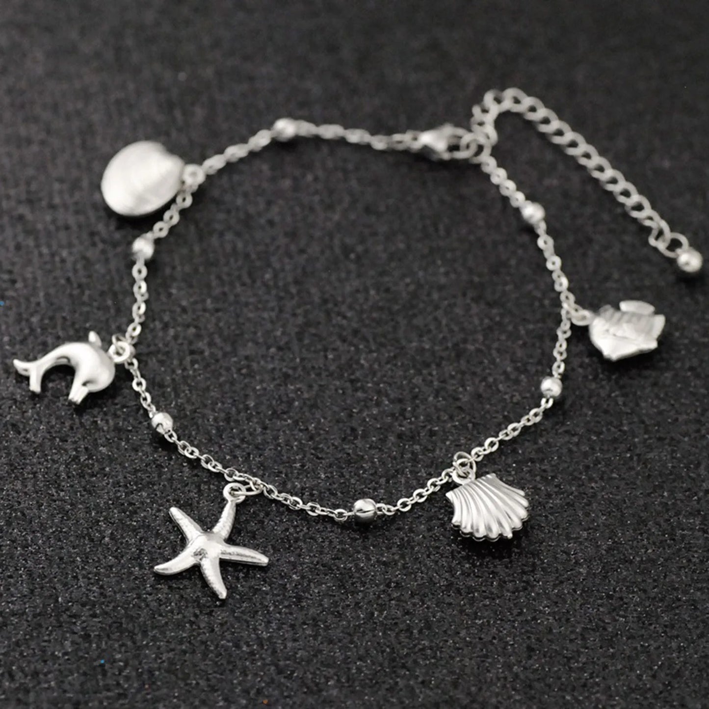 1PC Stainless Steel Shell Star Dolphin Anklet Silver Color Ocean Pendant Chain Anklet Women Summer Beach Barefoot Sandal Jewelry