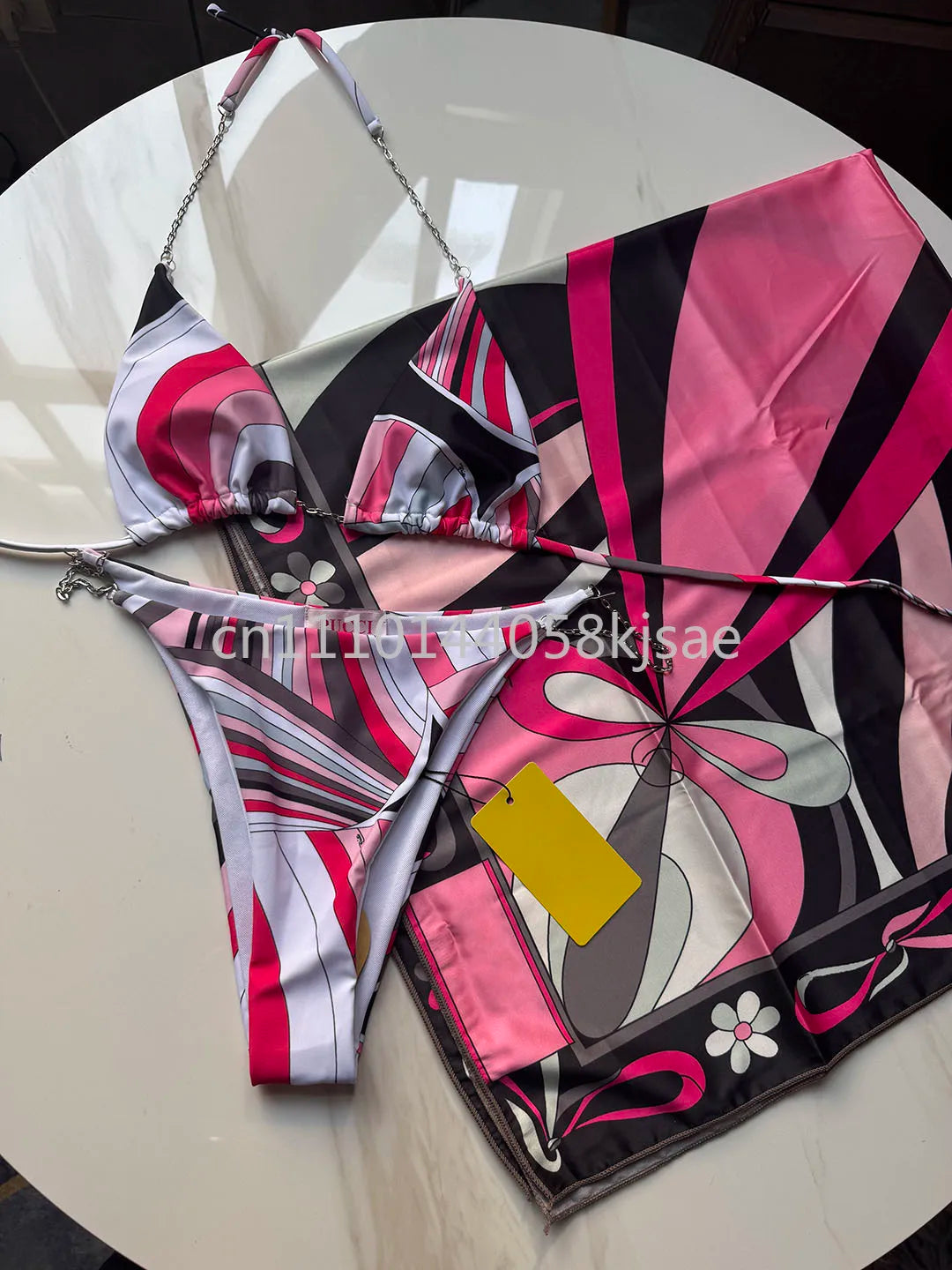 Luxury Design Women's Black Red Scarf Bikini Sets Letter Signature Logo Beachwear Designer Brand Lady Headband Swimsuit Swimwear