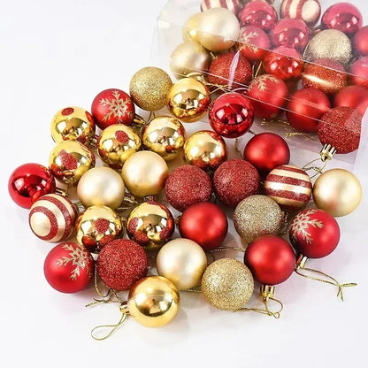 50Pcs/box 4cm Christmas Balls Ornament Xmas Tree Hanging Bauble Pendant Christmas Decoration for Home 2025 New Year Gifts