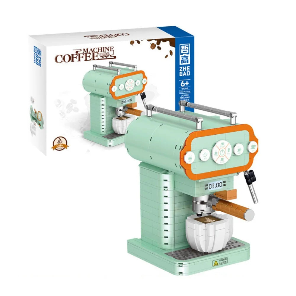 Classic Creative Coffee Machine Mini Diamond Model Building Blocks MOC Construction Bricks Collection Toy Children Xmas Gift