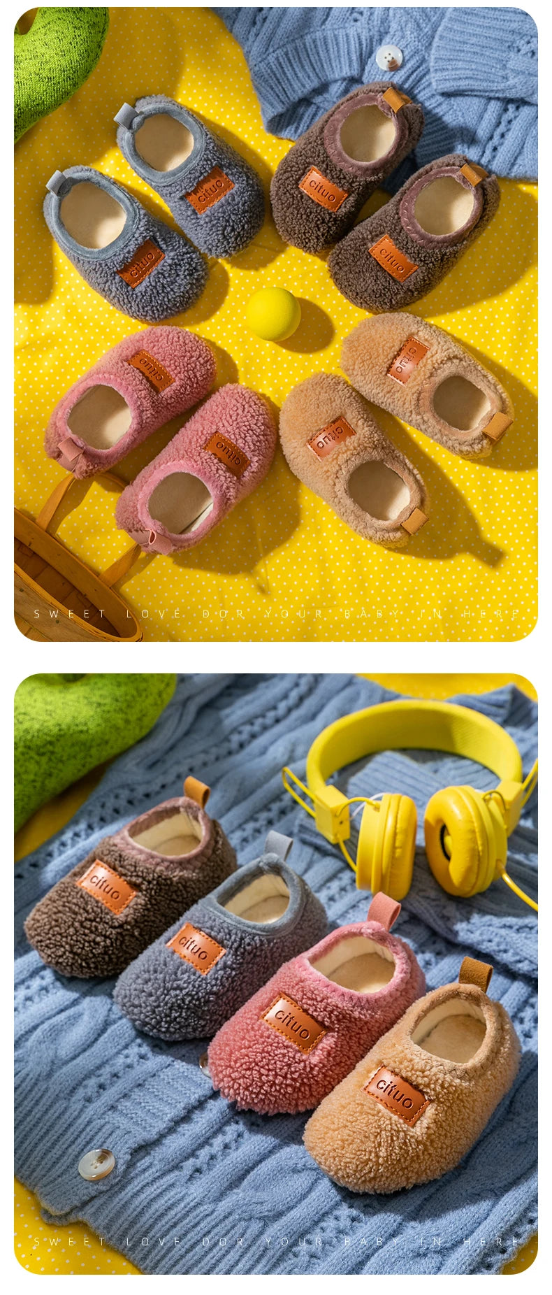 Autumn Winter 1-9 Years Old Children Plush Floor Sock Shoes Child Soft Sole Walking Shoes Indoor Home Anti-slip Kids Slippers