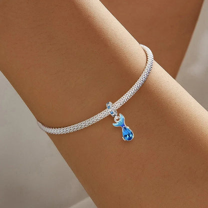 925 Sterling Silver Jellyfish Seahorse Blue Ocean Series Charms Beads Fit Diy Bracelet Making Gift of Fine Jewelry for Womens