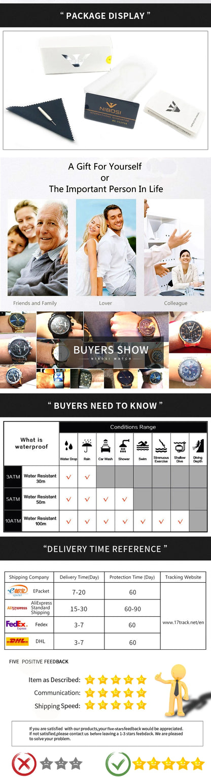 NIBOSI Luxury Ladies Watch Stainless Steel Waterproof Quartz Watch for Woman High Quality Female Clock Elegant Women's Watches