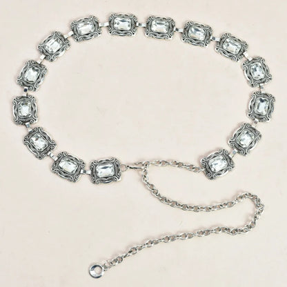 New fashion ladies belt, casual retro ladies belt, versatile acrylic crystal metal chain ladies belt , LR1573