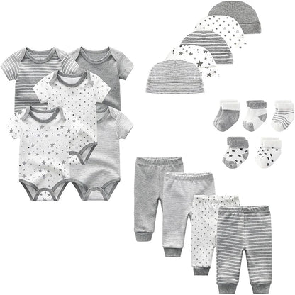 Unisex Baby Boy Girl Layette Sets Bodysuits Pants And Accessories 19 Packs Comfort Infant Outfit New Born Essentials