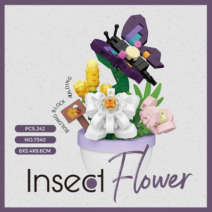 Flower Pot Building Blocks Flowers Insect Series Diamond Bricks Kids Toys Bee Butterfly Dragonfly Garden Toys Decorations