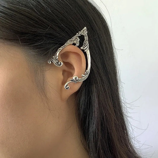 Punk Fairy Ear Cuff Earring Dark Elf Ear Clip No Piercing Earrings For Women Silver Color Goth Halloween Earcuff Jewelry Party