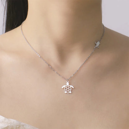 EtherealBe sea turtle pendant necklace for women in silver, featuring a delicate chain and turtle charm