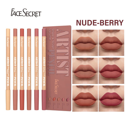 Face Secret Artist Shape Sculpt Lip Liner Pencil Set, Weightless Precise Liner with Super Soft Blendable Texture Matte Soft