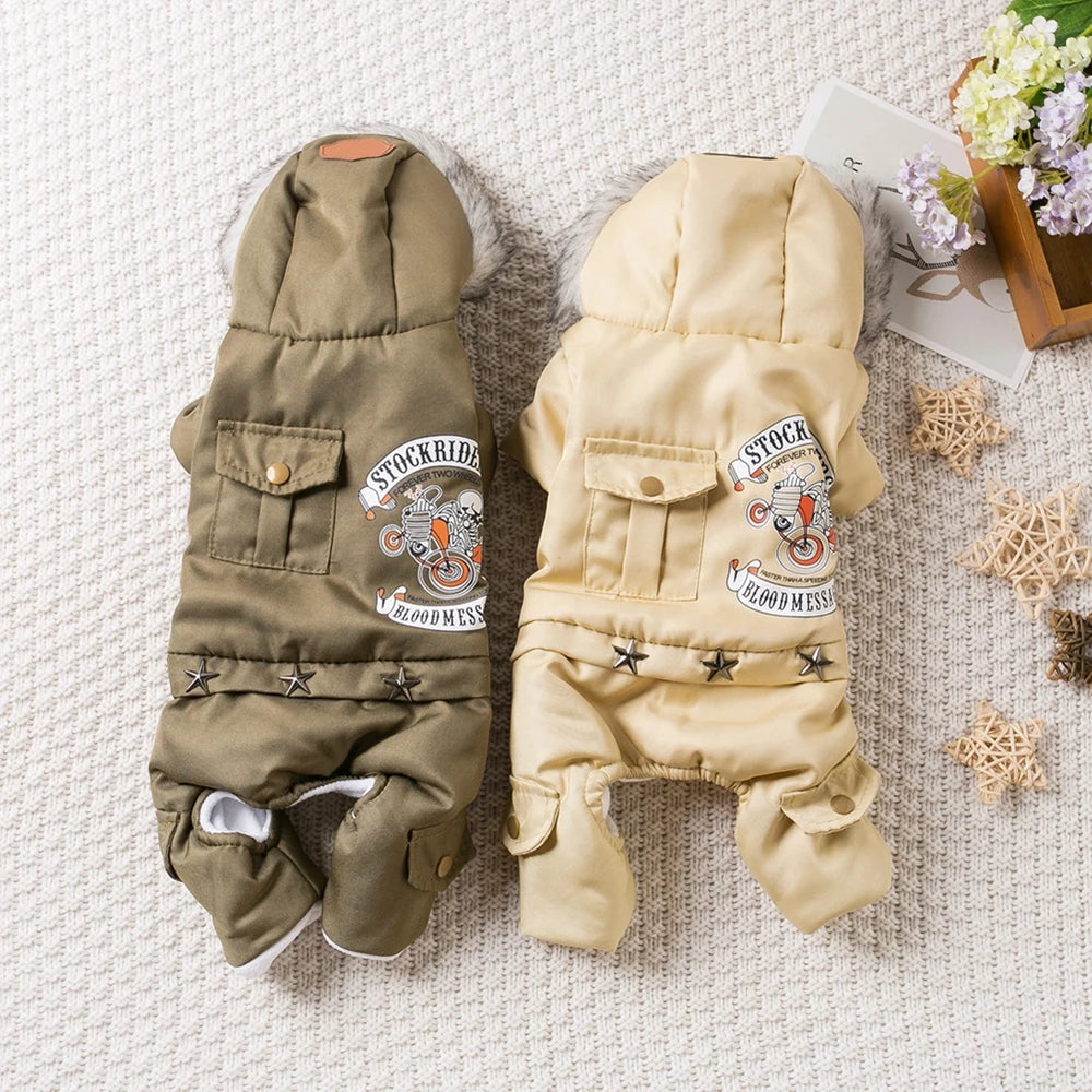Winter Pet Dog Clothes Warm Dog Hooded Jacket Thicken Coat Jumpsuit for Small Dogs Pet Clothing For French Bulldog Puppy Outfits