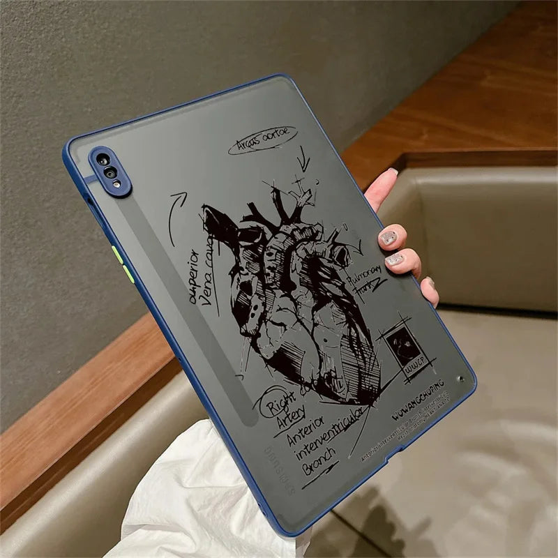 Sketching Heart Tablet Case For Samsung Galaxy Tab S9 FE 11 2023 S6 Lite 10.4 S9 S8 S7 FE 11" Plus 12.4" A8 A7 Hard Matte Cover