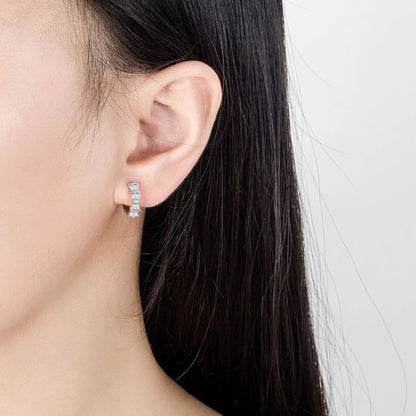 Pure 925 Sterling Silver High Quality Jewelry New Crystal Hoop Earrings For Women XY0174