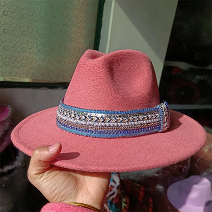 Embroidered three-dimensional flower fedora hat Women's jazz top hat Spring and autumn panama church fashion elegant wedding Hat
