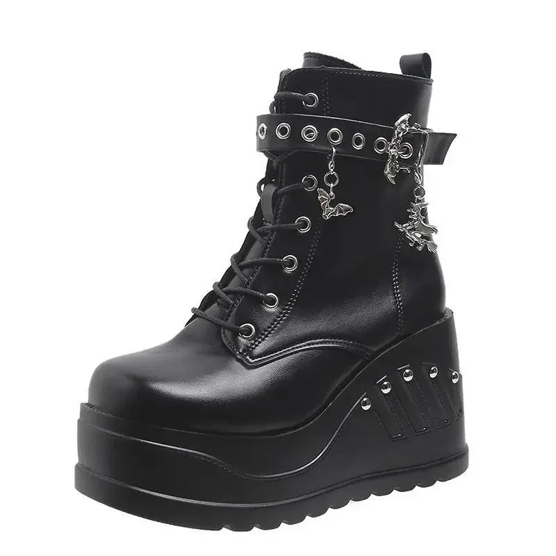 2025 New Boots for Women Fashion Hot Sale Punk Goth Platform Heels Wedge Women's Boots Casual Goth Punk Size 43 Women's Shoes